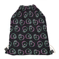 Purple And Teal Skull Pattern Print Drawstring Bag
