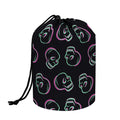 Purple And Teal Skull Pattern Print Drawstring Makeup Bag