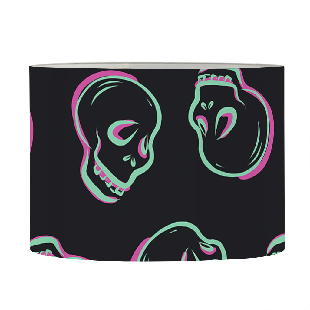 Purple And Teal Skull Pattern Print Drum Lamp Shade