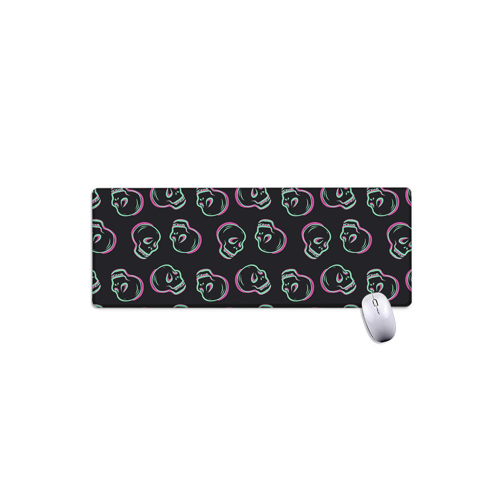 Purple And Teal Skull Pattern Print Extended Mouse Pad