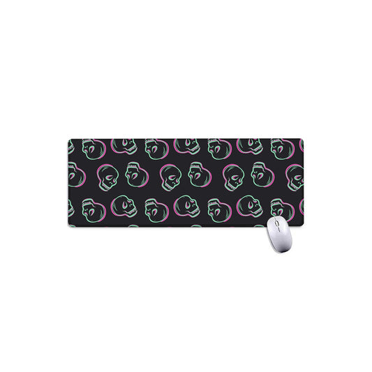 Purple And Teal Skull Pattern Print Extended Mouse Pad