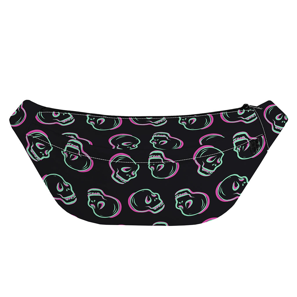 Purple And Teal Skull Pattern Print Fanny Pack
