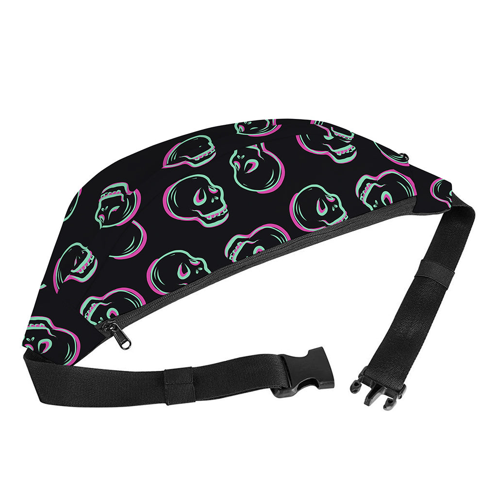 Purple And Teal Skull Pattern Print Fanny Pack