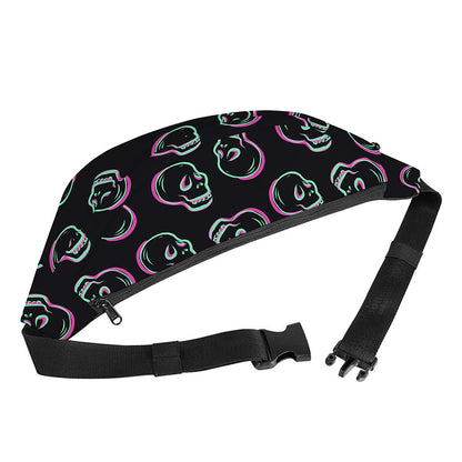 Purple And Teal Skull Pattern Print Fanny Pack