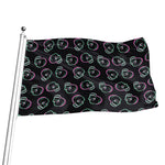 Purple And Teal Skull Pattern Print Flag