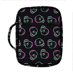 Purple And Teal Skull Pattern Print Front Pocket Bible Bag