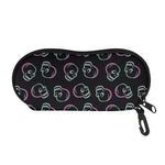 Purple And Teal Skull Pattern Print Glasses Case