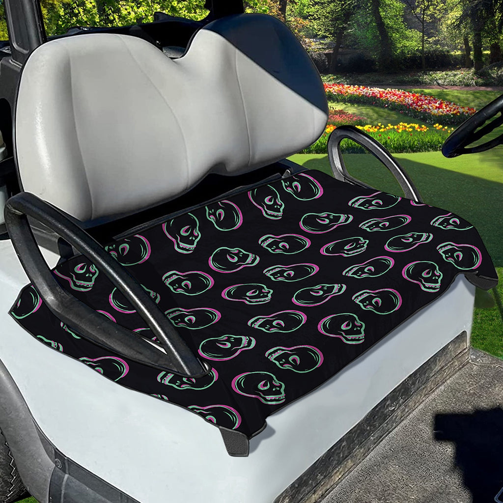 Purple And Teal Skull Pattern Print Golf Cart Seat Cover