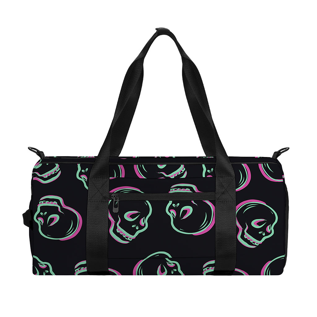 Purple And Teal Skull Pattern Print Gym Bag