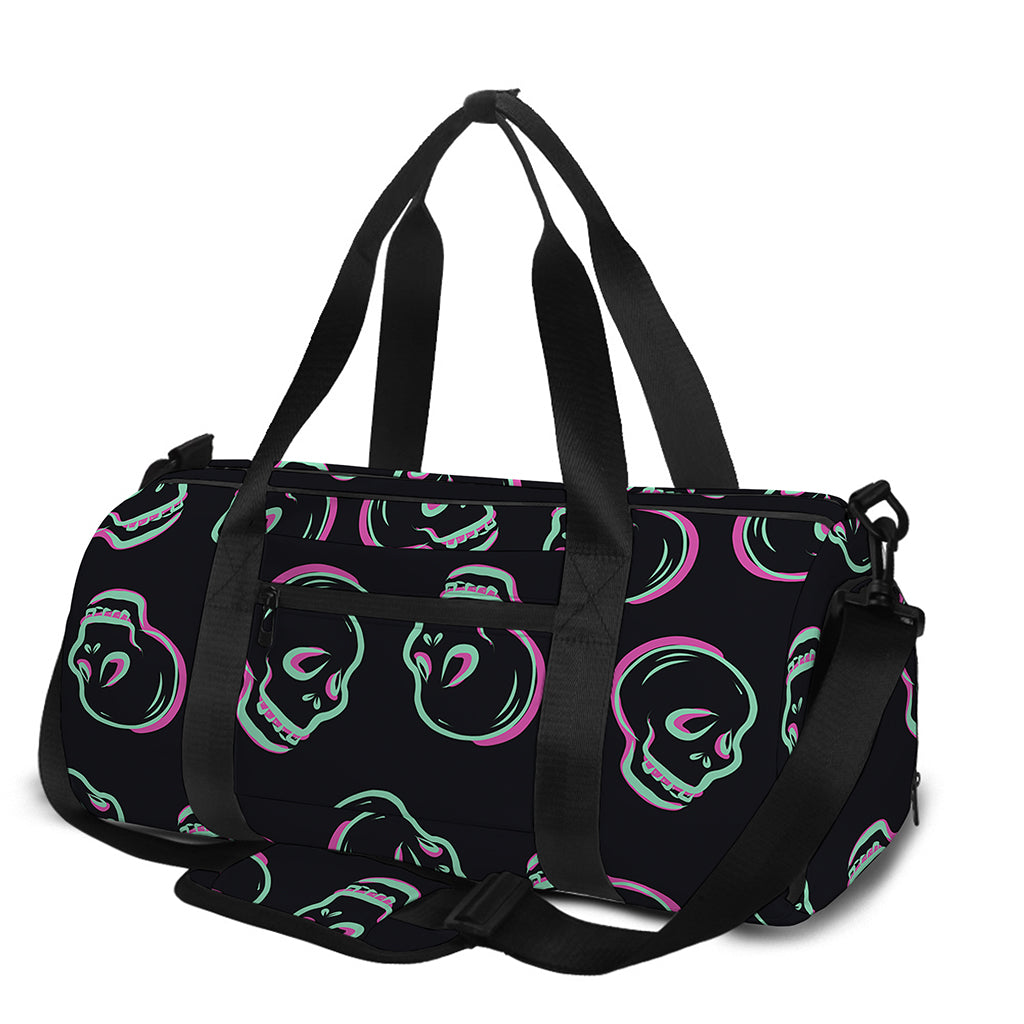 Purple And Teal Skull Pattern Print Gym Bag