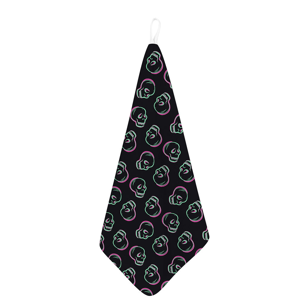 Purple And Teal Skull Pattern Print Hand Towel