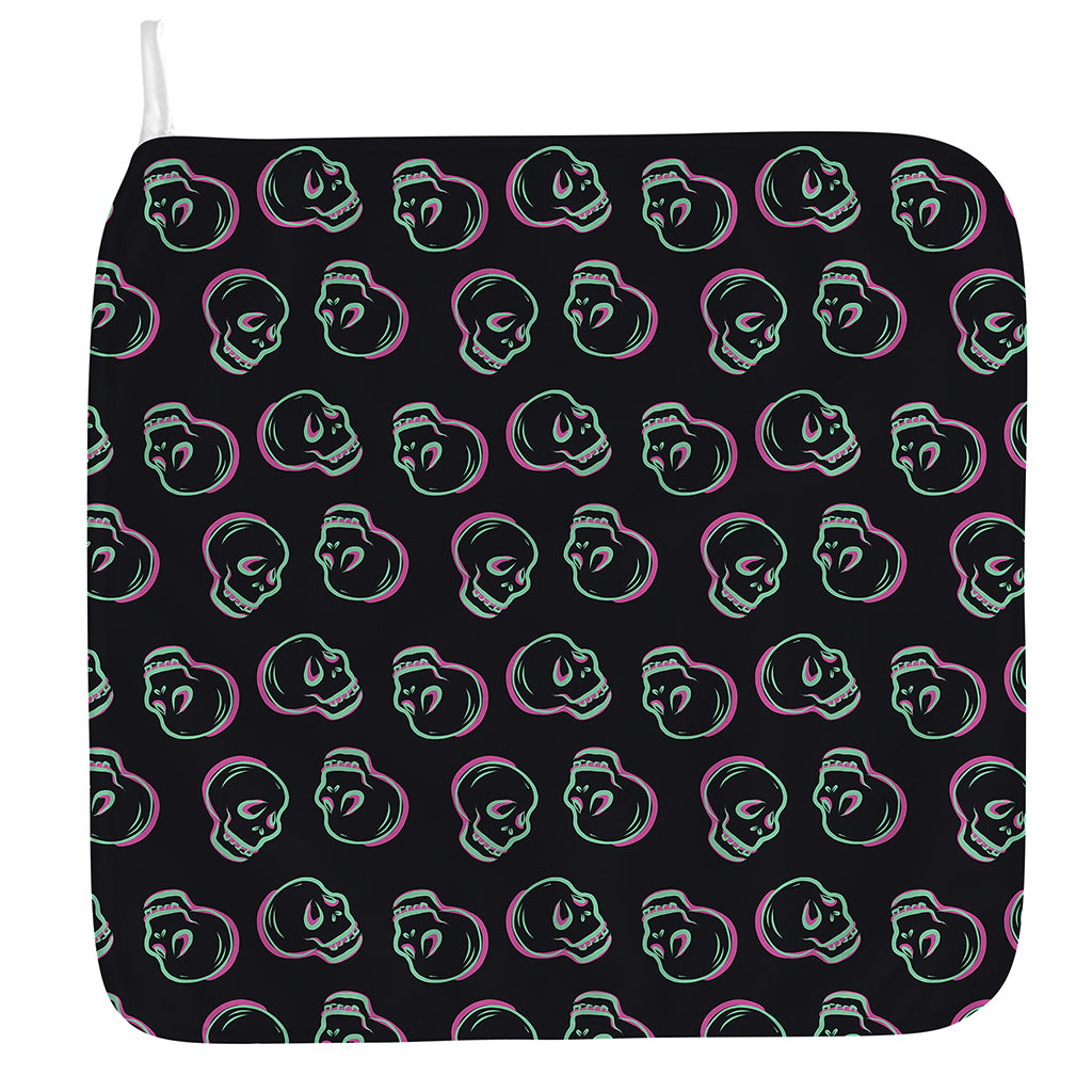 Purple And Teal Skull Pattern Print Hand Towel