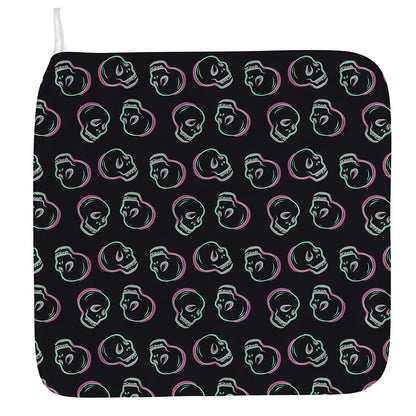 Purple And Teal Skull Pattern Print Hand Towel