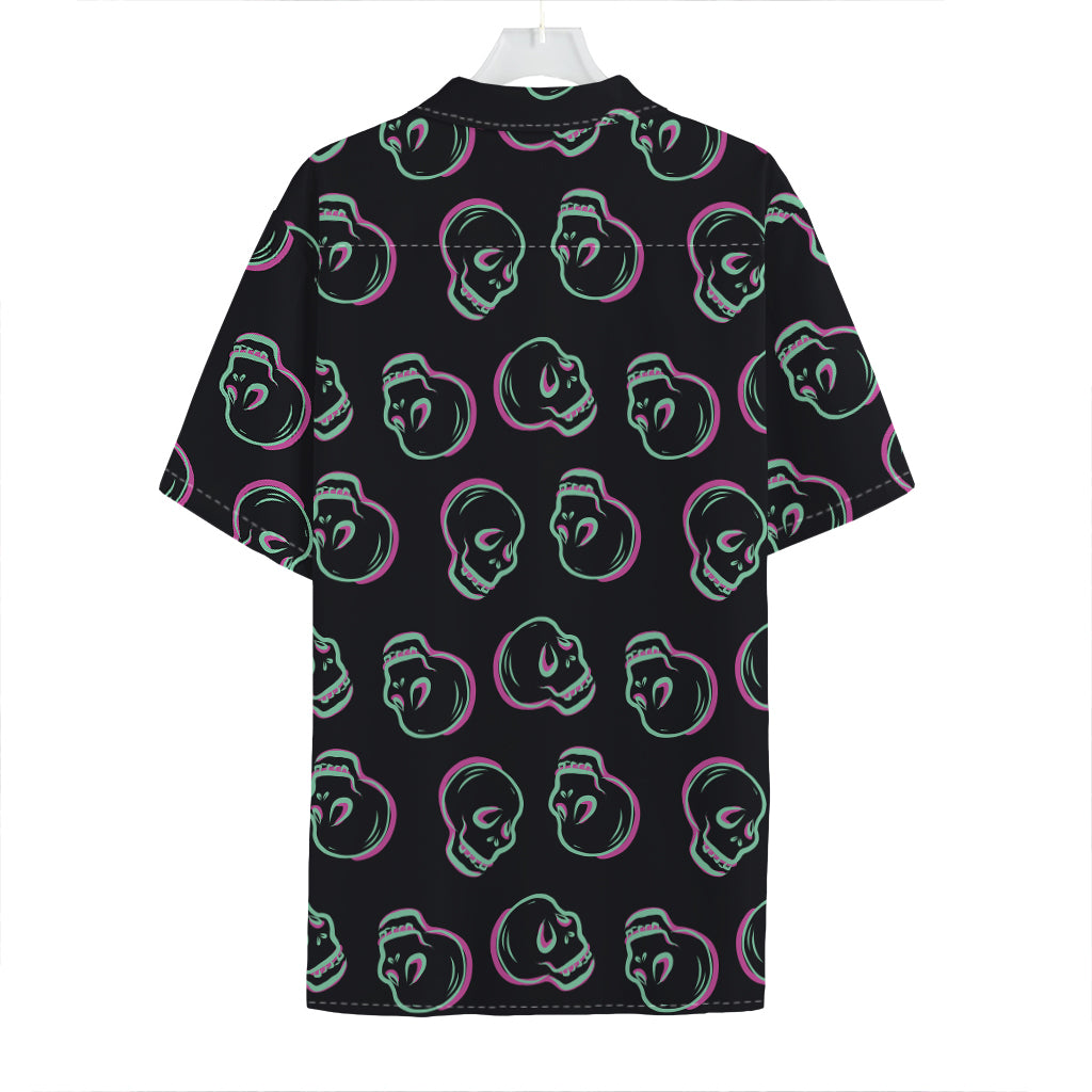Purple And Teal Skull Pattern Print Hawaiian Shirt