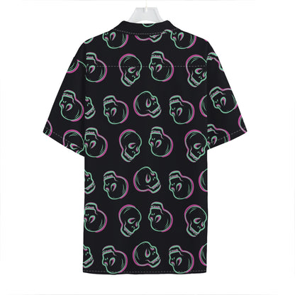 Purple And Teal Skull Pattern Print Hawaiian Shirt