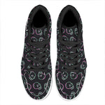 Purple And Teal Skull Pattern Print High Top Leather Sneakers