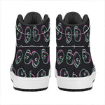 Purple And Teal Skull Pattern Print High Top Leather Sneakers