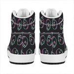 Purple And Teal Skull Pattern Print High Top Leather Sneakers
