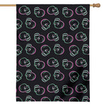 Purple And Teal Skull Pattern Print House Flag