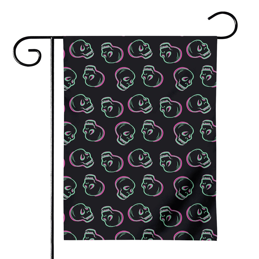 Purple And Teal Skull Pattern Print House Flag