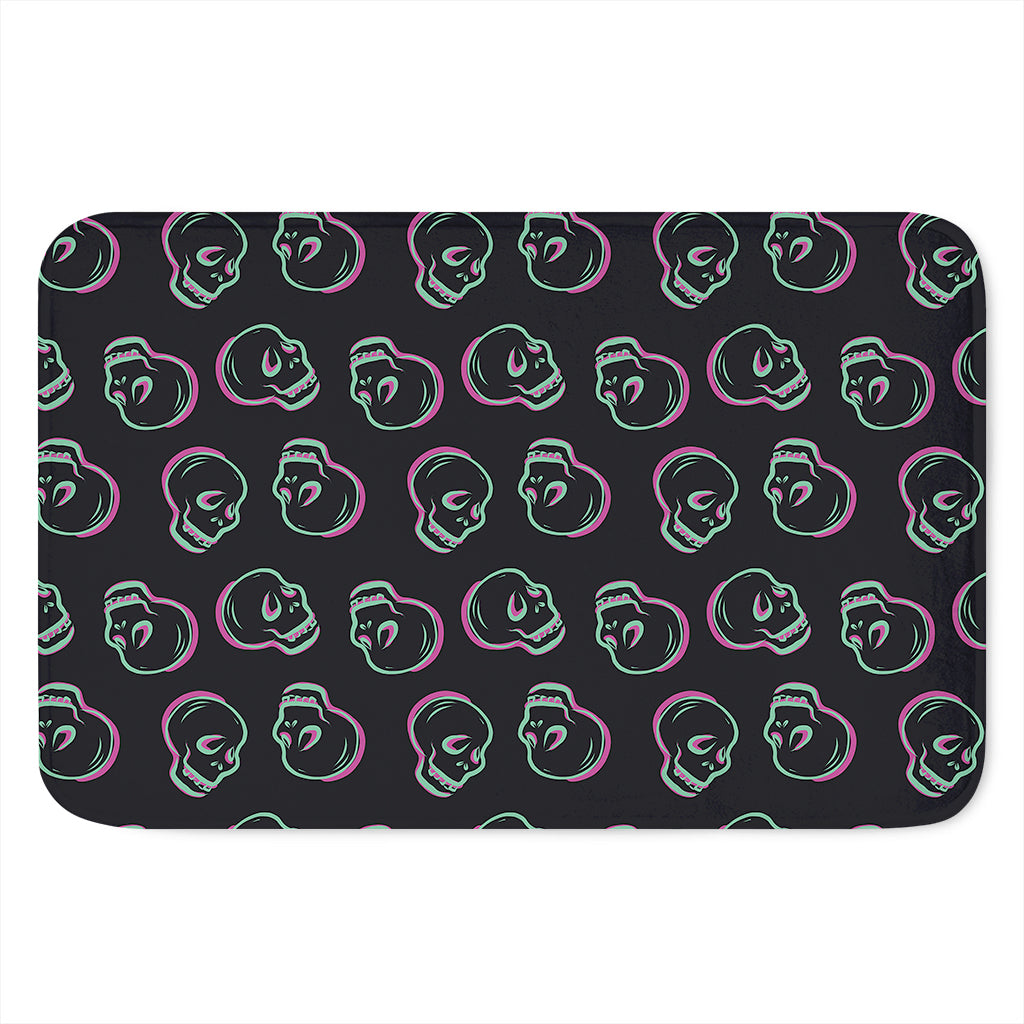 Purple And Teal Skull Pattern Print Indoor Door Mat
