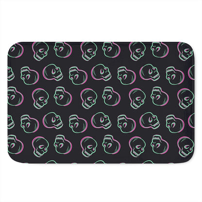 Purple And Teal Skull Pattern Print Indoor Door Mat