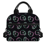 Purple And Teal Skull Pattern Print Insulated Lunch Bag