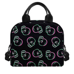 Purple And Teal Skull Pattern Print Insulated Lunch Bag