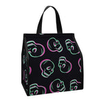 Purple And Teal Skull Pattern Print Insulated Lunch Tote
