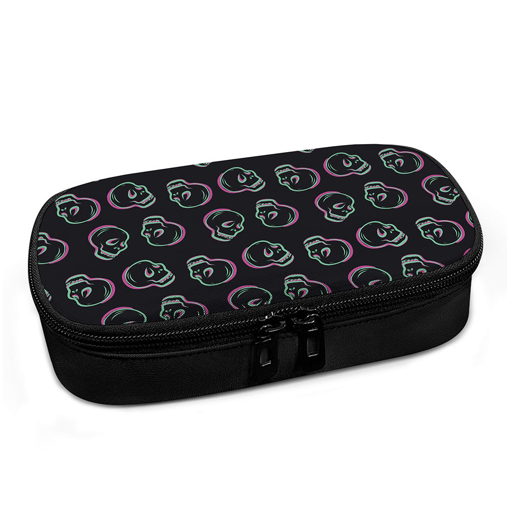 Purple And Teal Skull Pattern Print Insulin Cooler Travel Case