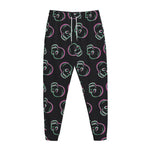 Purple And Teal Skull Pattern Print Jogger Pants