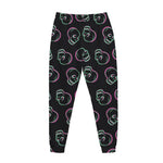 Purple And Teal Skull Pattern Print Jogger Pants