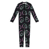 Purple And Teal Skull Pattern Print Jumpsuit