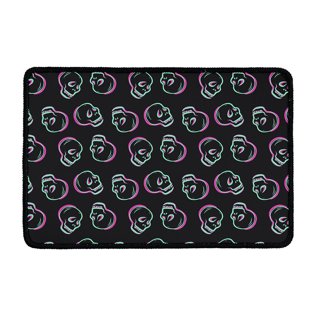 Purple And Teal Skull Pattern Print Kitchen Mat