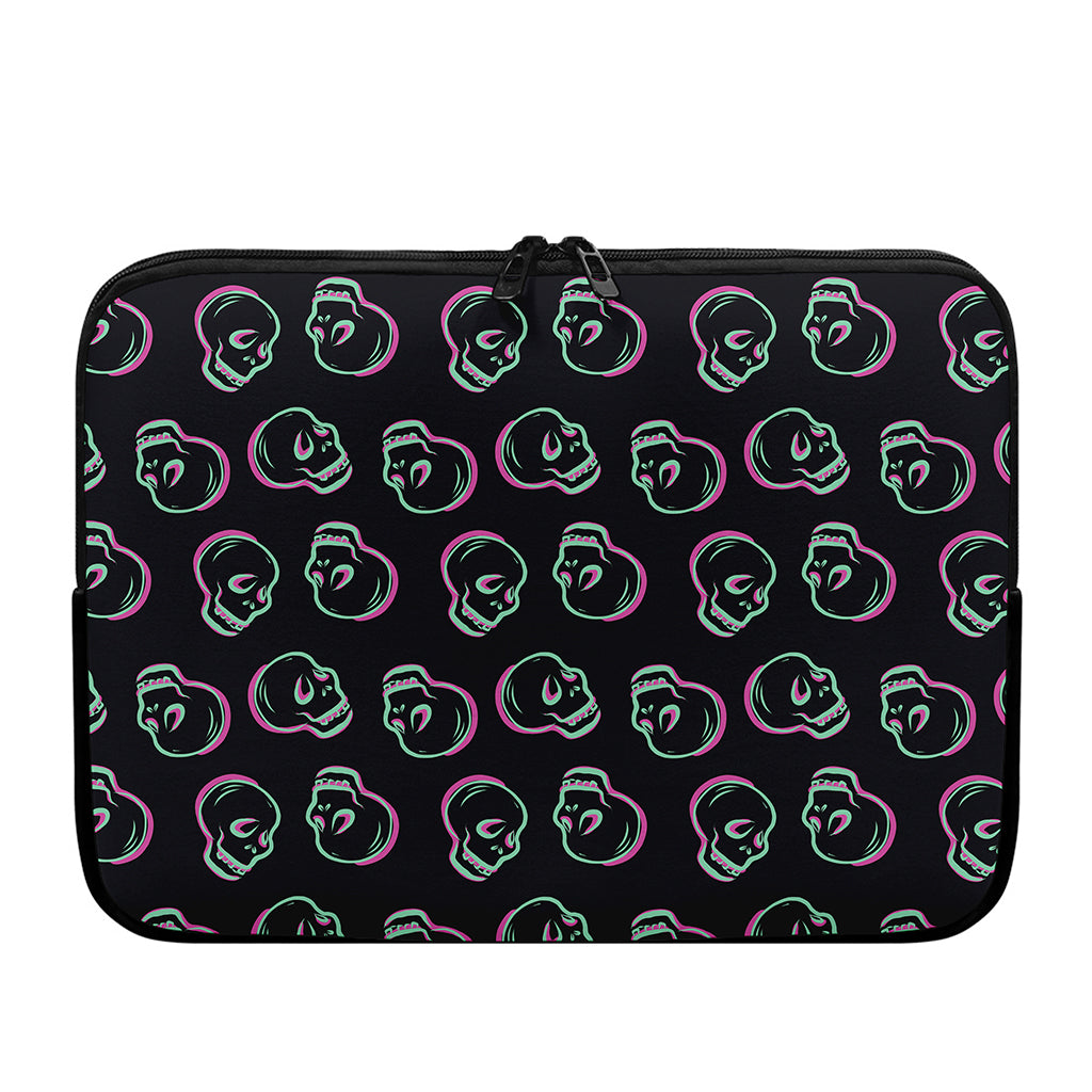 Purple And Teal Skull Pattern Print Laptop Sleeve
