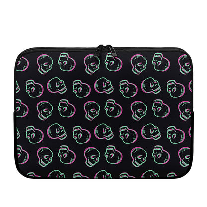 Purple And Teal Skull Pattern Print Laptop Sleeve
