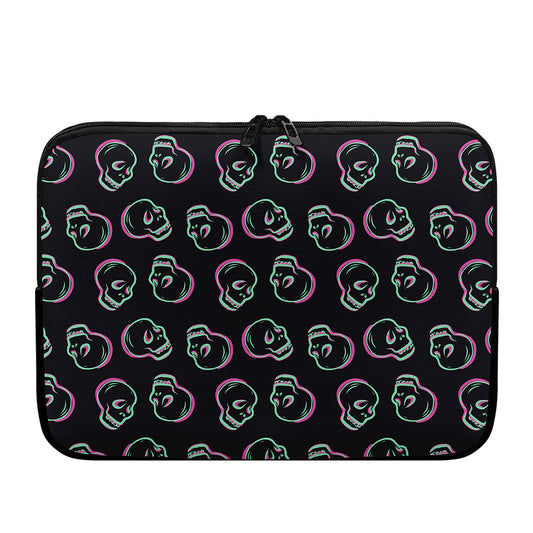 Purple And Teal Skull Pattern Print Laptop Sleeve