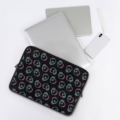 Purple And Teal Skull Pattern Print Laptop Sleeve