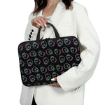 Purple And Teal Skull Pattern Print Laptop Sleeve With Handle