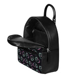 Purple And Teal Skull Pattern Print Leather Backpack