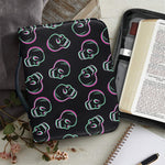 Purple And Teal Skull Pattern Print Leather Bible Cover