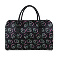 Purple And Teal Skull Pattern Print Leather Duffel Bag