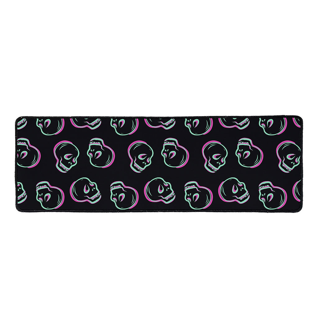 Purple And Teal Skull Pattern Print Long Kitchen Mat
