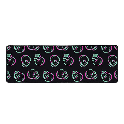 Purple And Teal Skull Pattern Print Long Kitchen Mat