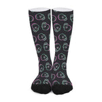 Purple And Teal Skull Pattern Print Long Socks