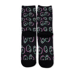 Purple And Teal Skull Pattern Print Long Socks