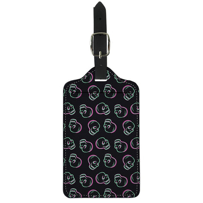 Purple And Teal Skull Pattern Print Luggage Tag
