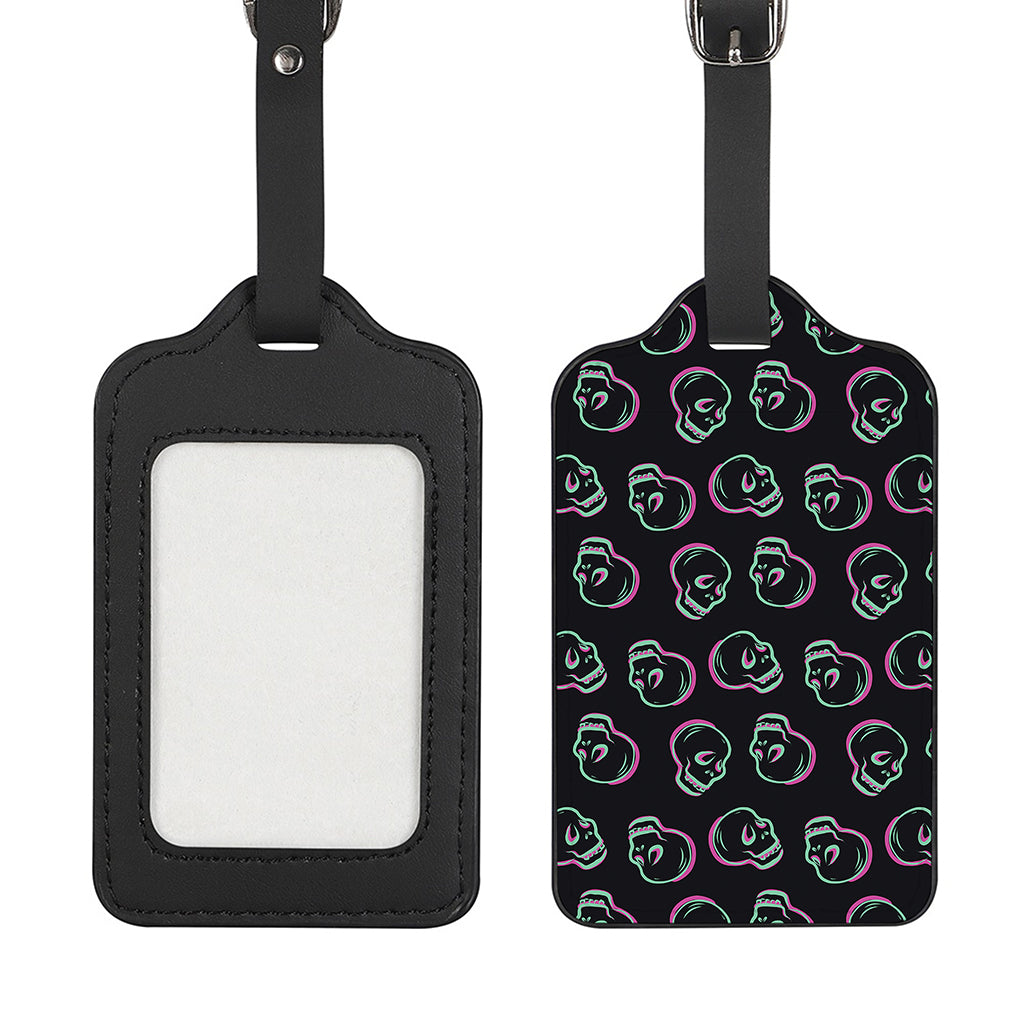 Purple And Teal Skull Pattern Print Luggage Tag