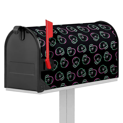 Purple And Teal Skull Pattern Print Mailbox Cover