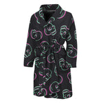 Purple And Teal Skull Pattern Print Men's Bathrobe
